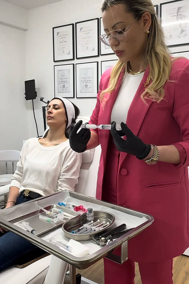 Woman about to receive treatment